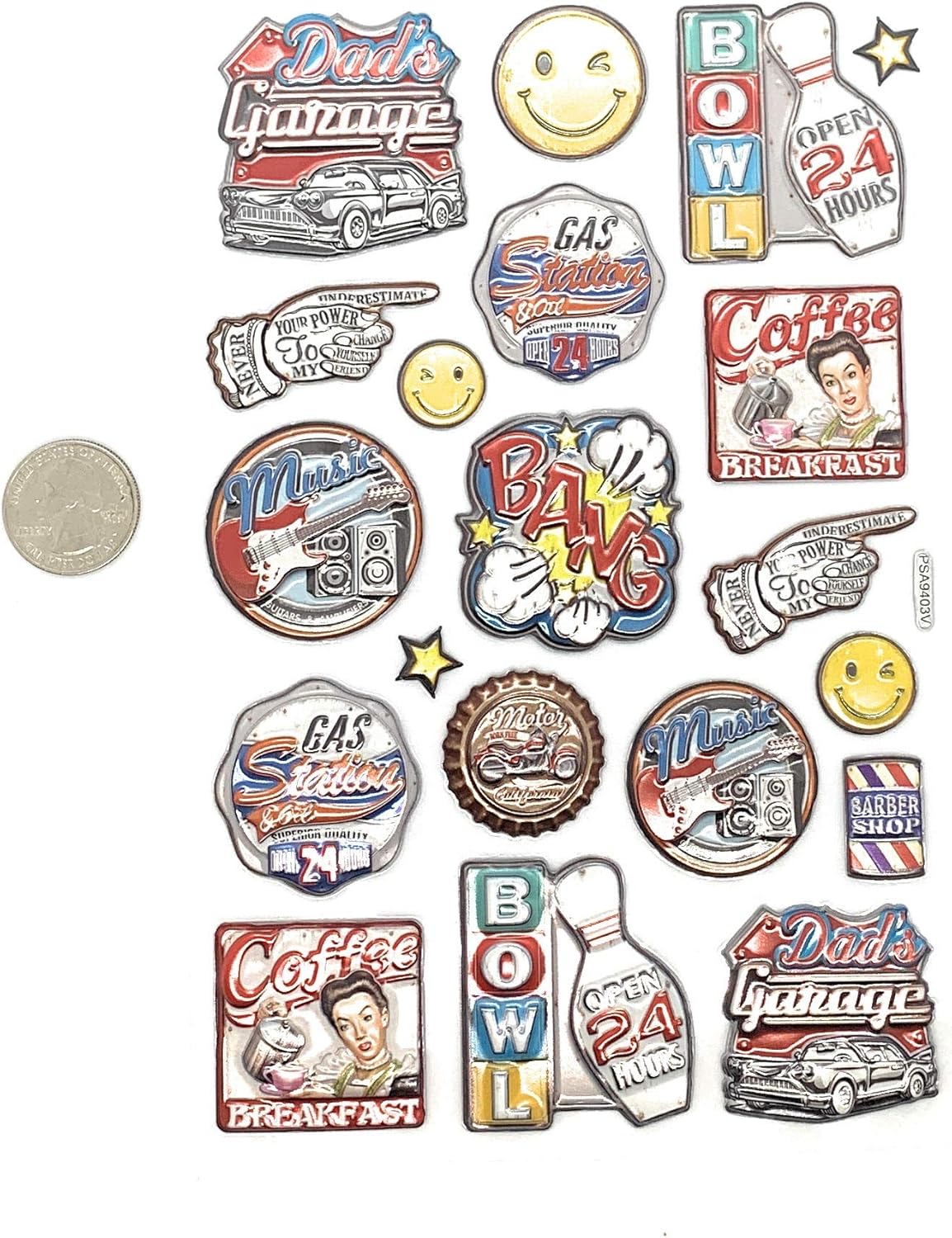 JourneyCraft - 3-Dimensional Retro & Vintage Travel, Road Trip Scrapbooking Stickers | Scrapbook Kit - Scrapbook Stickers | Perfect for Scrapbooking, Card Making & Paper Crafts Retro Stickers