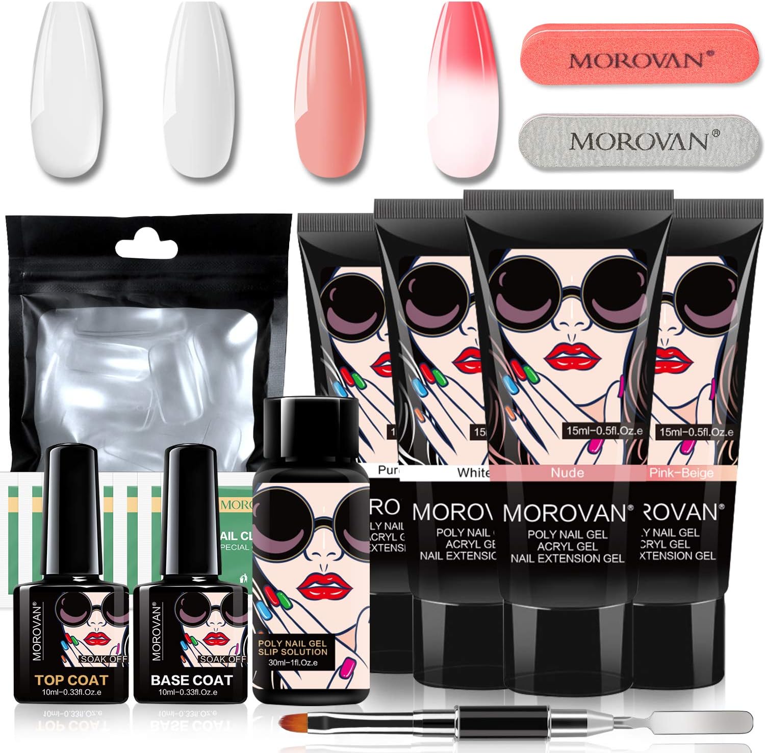 Morovan Poly Nail Gel Kit Builder Gel for Nails in 4 Colors 15ml