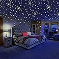 Glow in The Dark Stars for Ceiling or Wall Stickers - Glowing Wall Decals Stickers Room Decor Kit - Galaxy Glow Star Set and Solar System Decal for Kids Bedroom Decoration