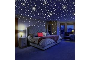 MAFOX Glow in The Dark Stars for Ceiling or Wall Stickers - Glowing Wall Decals Stickers Room Decor Kit - Galaxy Glow Star Set and Solar System Decal for Kids Bedroom Decoration