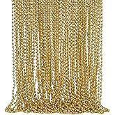 SWANUCKY 48 Pack Mardi Gras Beads Necklaces, 30 Inch Gold Plastic Beads for Party Favors, Festival Decorations, Parade Throws, Christmas, St. Patrick's Day Celebrations (Oval, Gold)