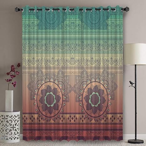 Amazon Libaoge 幅広断熱遮光カーテン パティオドアカーテンパネル 長さ45インチ グロメットトップ 断熱性 寝室用遮光カーテン オンブレ曼荼羅 ヒッピー ボヘミアン ジプシーカーテン スライドガラスドア用 カーテン オンライン通販