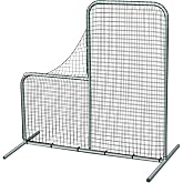 CHAMPRO Pitcher's Safety L-Screen, Baseball and Softball On-Field Practice Net,SILVER 6' x 6'
