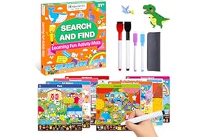 HOQEEWIPE Search and Find Books for Kids, Reusable Art and Craft Supplies for Toddlers - Preschool Learning Activity, Gifts for Girls & Boys, Educational Game Learning Toys for 3, 4, 5, 6 Year Old