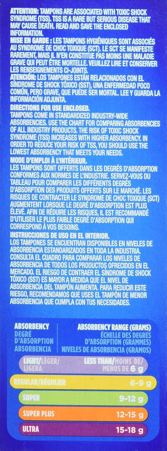 Tampax Pearl Plastic Tampons, Regular Absorbency, Unscented, 18 Count, Blue, 18 Count (Pack of 1) - Image 5