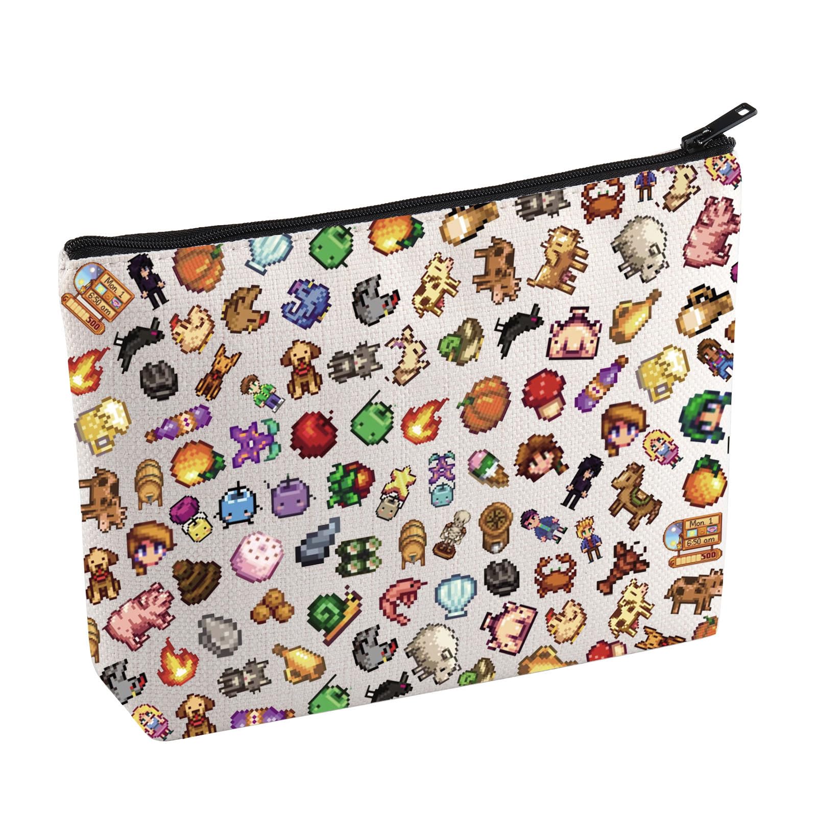 Stardew Game Inspired Cosmetic Bag Farming Simulation Game Makeup Bag Junimo Planter Gift Farm Fishing Gift Video Game Lovers Gift (Game Thing)