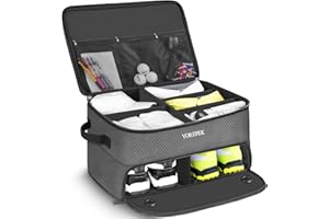 YOREPEK 2 Layer Golf Supplies Trunk Organizer, Sturdy Car Trunk Storage Storing All You Golfing Gear In One, Golfing Gear Loc
