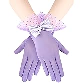 Bencailor Women Lace Gloves Wedding Tea Party Gloves Bow Short Mitten Elegant Accessories for 1920s Opera Funeral