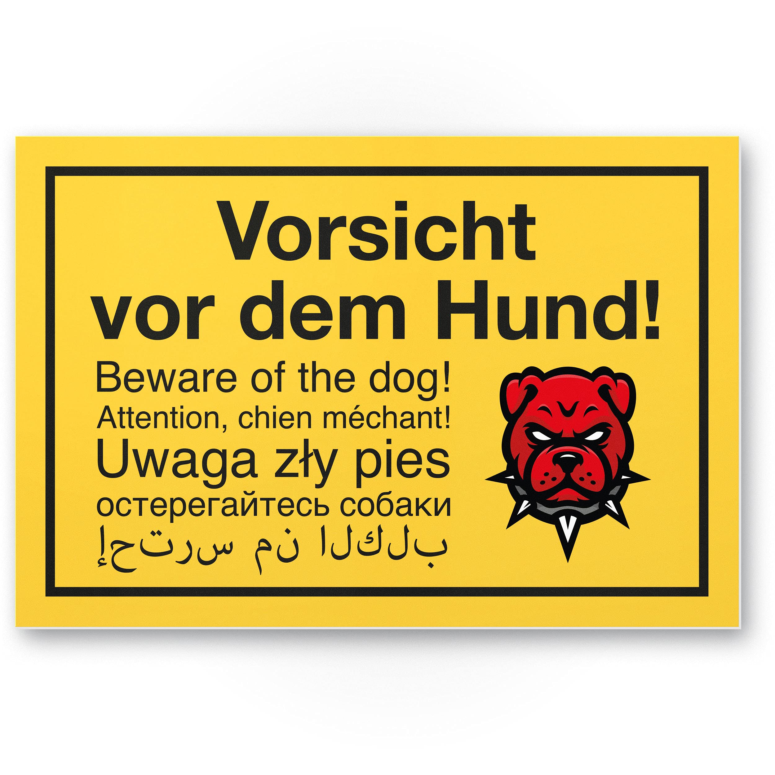 Komma Security Vorsicht vor dem Hund Multilingual, Dogs Plastic Sign Garden Gate Garden Fence Door Sign Front Door Warning Sign Deterrent Burglary Protection Warning Dog