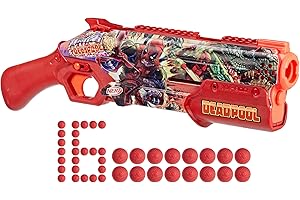 Nerf Marvel Deadpool Blaster, 16 Nerf Rival Accu-Rounds, Pump Action, Breech Load, Gifts for Teens, 14+