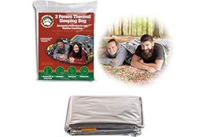 GRIZZLY GEAR Emergency Thermal Mylar 2 Person Sleeping Bags -Ultra Compact for Camping, Survival, Disaster Bivouac Shelter- Pocket Sized, 7.25ft x 5.25ft - Retains 90% of Body Heat and Repels Wind & Water
