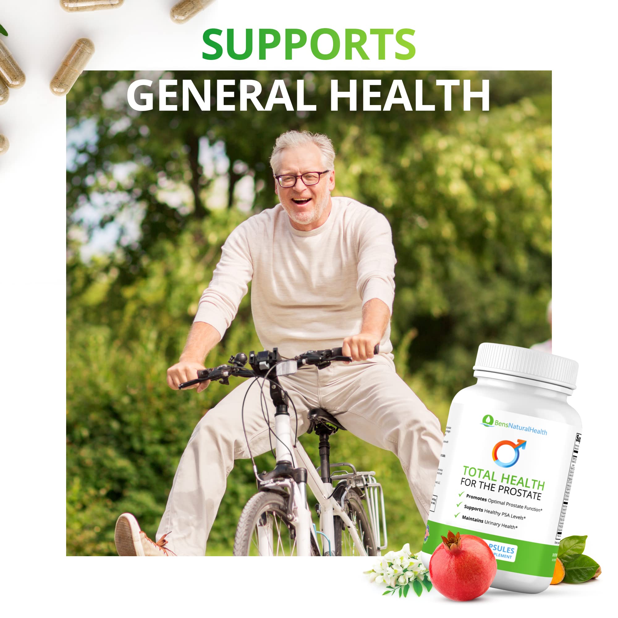 Ben's Natural Health Total Health for The Prostate Supplement with Beta Sitosterol Vitamins C, D, E, Zinc and Turmeric, 360 Vegicaps, 3 Pack