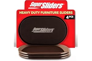 Super Sliders4724095N Reusable XL Heavy Furniture Movers for Carpet- Quickly and Easily Move Any Item, 9-1/2" x 5-3/4" Brown (4 Pack)