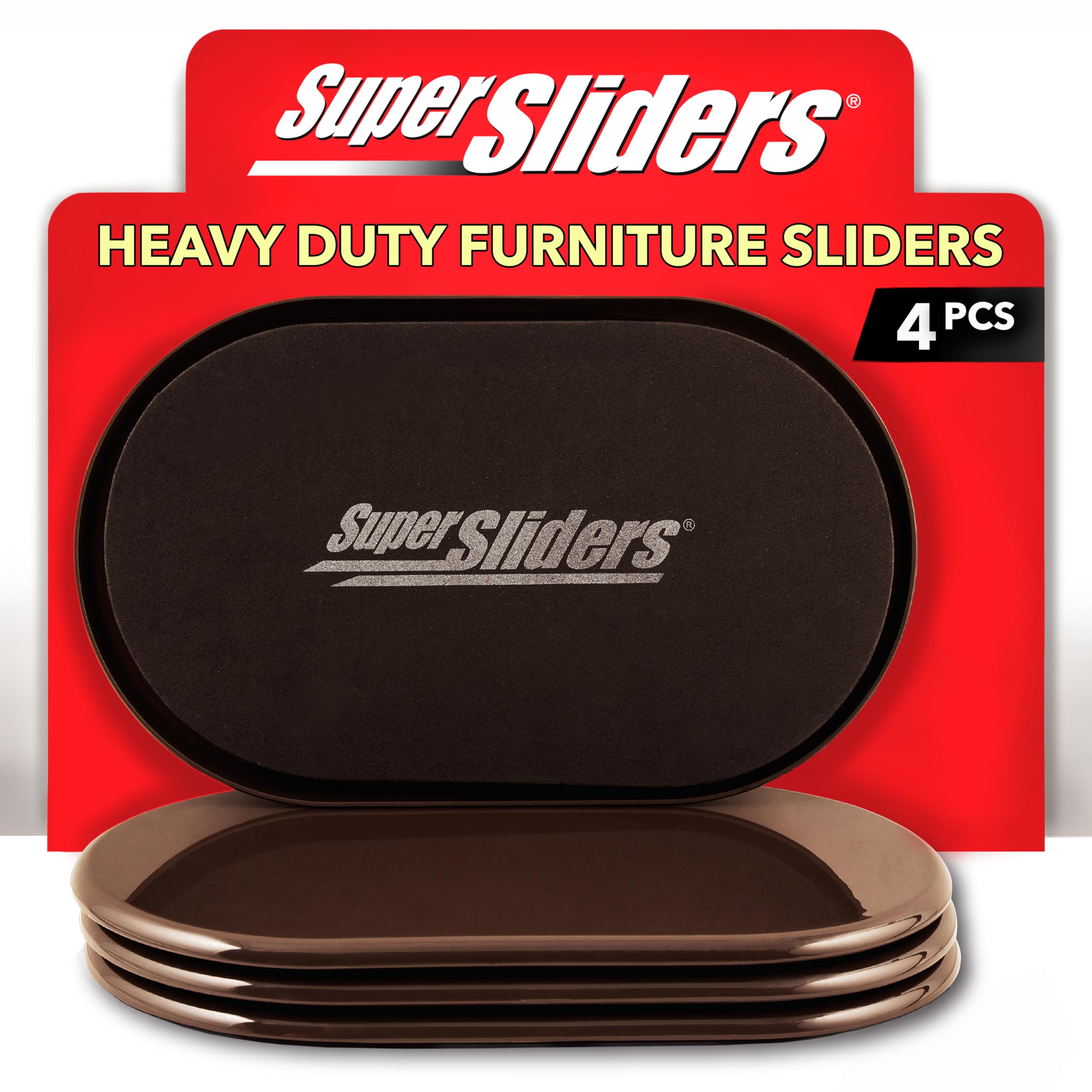 Super Sliders 4724095N Reusable XL Heavy Furniture Movers for Carpet Quickly and Easily Move Any Item, Brown, 4 Count (Pack of 1)