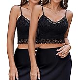 Avidlove Lace Bralette for Women Spaghetti Strap Tank Top V Neck Slim Basic Camisoles,Pack of 2