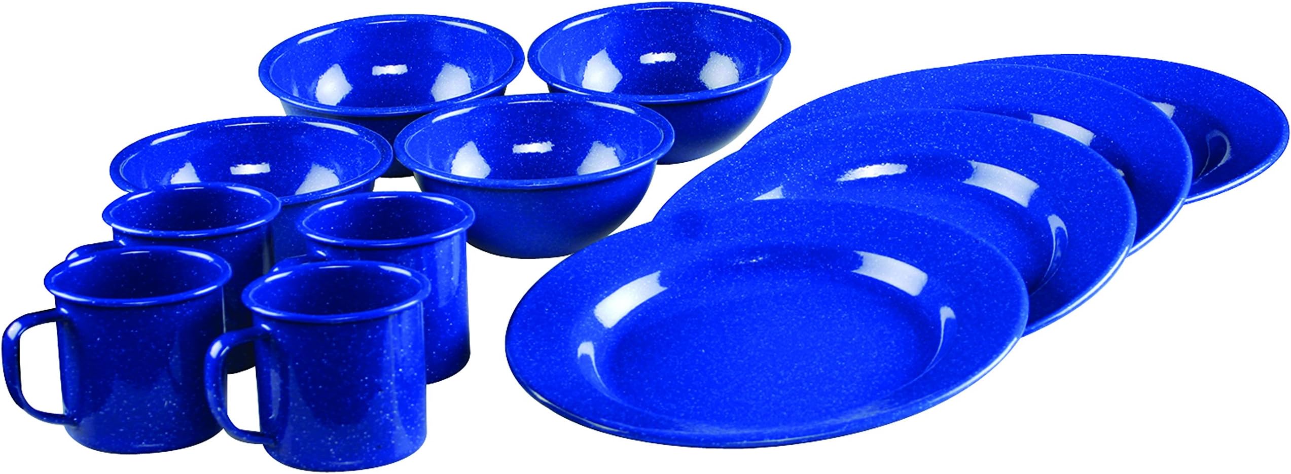 Coleman 12-Piece Enamel Dinnerware Set, Blue