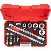 TONE Socket Wrench Bit Set MIX21620P 1/4" Inch Drive &amp; 1/4" Hex Shank Bit Red 18-Piece