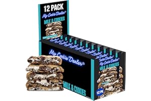 My Cookie Dealer Soft Baked Cookies, Milk & Cookies (12-Pack, 4oz Cookie) - Oreo Batter with Chocolate Chips & Chunks, filled with Vanilla Creme - Individually Wrapped Travel Snacks