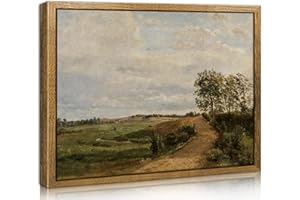 CHDITB Vintage Landscape Wall Art Prints, 12×16in Framed Canvas Wall Art for Living Room, Road Across the Hills Painting, Country Wall Pictures, Nature Wall Decor for Bedroom, Bathroom, Farmhous