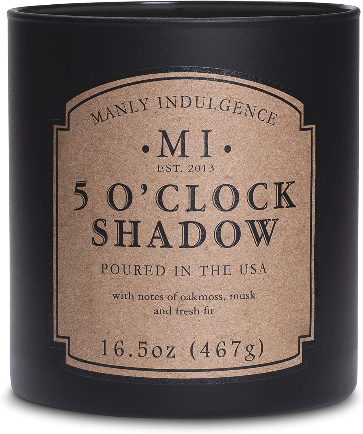 Manly Indulgence 5 O’Clock Shadow Jar Candle, 16.5 oz, Black: Home & Kitchen