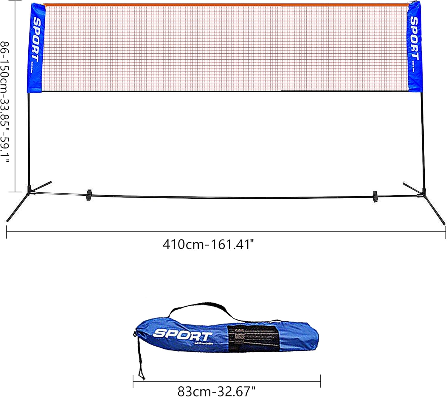 AKOZLIN Portable Adjust Height 2.8-5ft Tennis Badminton Volleyball Net Set - Net for Tennis, Soccer Tennis, Pickleball, Kids Volleyball for Indoor or Outdoor Court, Beach, Driveway : Sports & Outdoors
