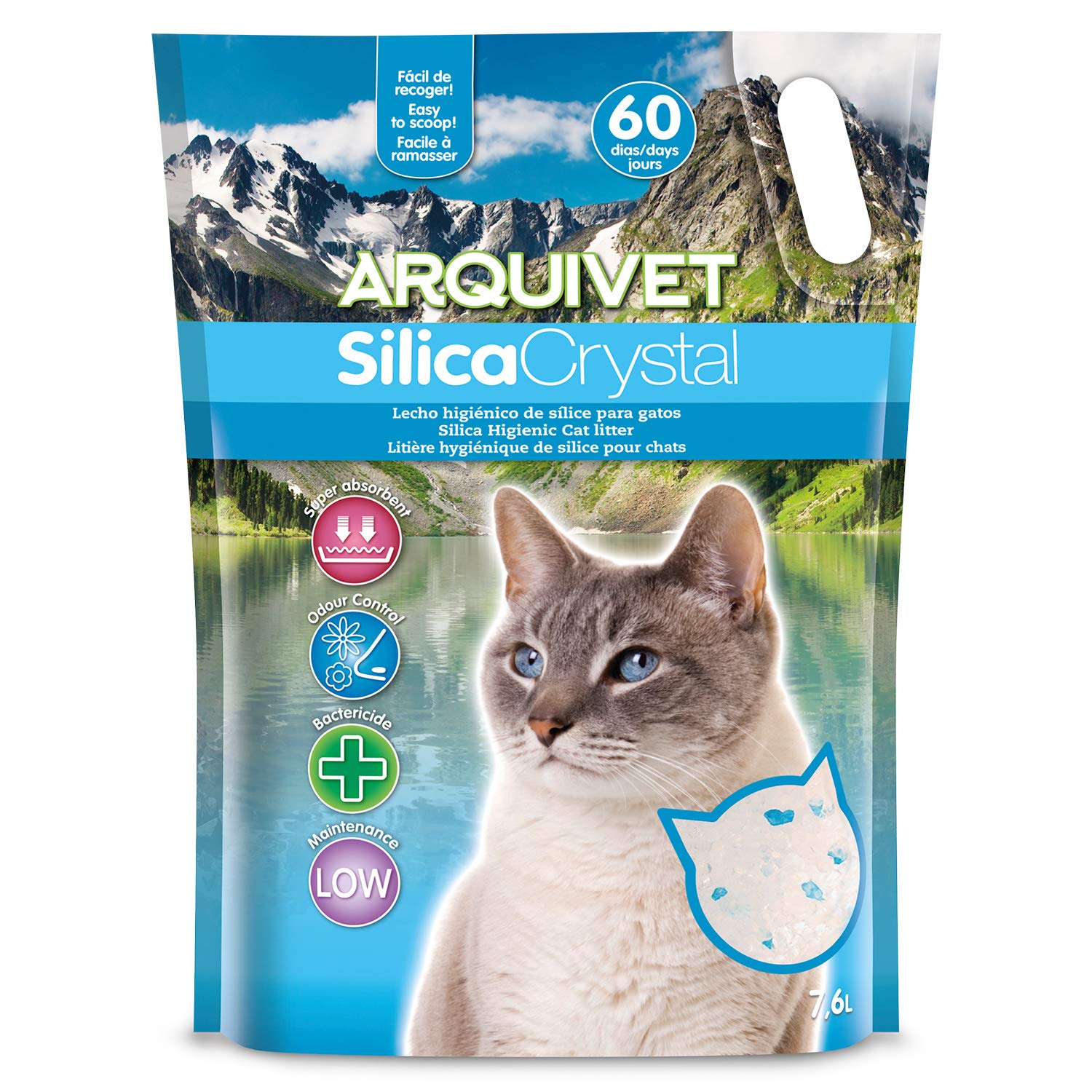 Arquivet Silica Crystal Cat Litter - Capacity 7.6 L - Hygienic Bed for Cats, Cats - Absorbent Capacity - Helps Eliminate Odors and Bacteria