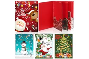 AmazingSpark 4 Set Christmas Gift Card Booklet Cardboard Christmas Card Xmas Money Holder Envelope for Cash Vintage Xmas Surprise Money Holder Booklet for Teacher Employee Appreciation Party