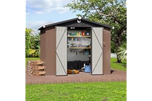 SANNWSG Metal Storage Shed,Outdoor Storage Building 8x6,Large Backyard Shed with Lockable Door,Waterproof Outside Storage Shed