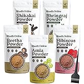 Homeda 5in1 Amla Reetha Shikakai Bhringraj Hibiscus Hair Powder 3.5oz x 5 | 100% Pure Natural Ayurvedic Hair Mask &amp; Growth Powder, Indian Herbal Ayurveda Herbs Conditioning - Women &amp; Men (1.1lb, 500g)