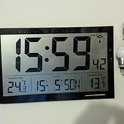 TFA Dostmann Digitale XL Wandklok, 60.4505, Zendergestuurde Tijd Weergave Van De Binnentemperatuur Alarm Met Snooze Functie Weekdagweergave In 8 Talen Tijdzone Zwart L 368xb 29xh 230 Mm 550367976