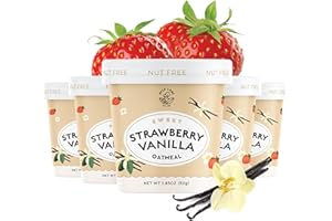 MYLK LABS EST. 2017 Mylk Labs Strawberry Vanilla Gluten Free Oatmeal Cups - Low Sugar Breakfast, High Fiber Thin Rolled Oats, High Protein Instant Oatmeal, Non GMO, Vegan, Nut Free - 6 Pack