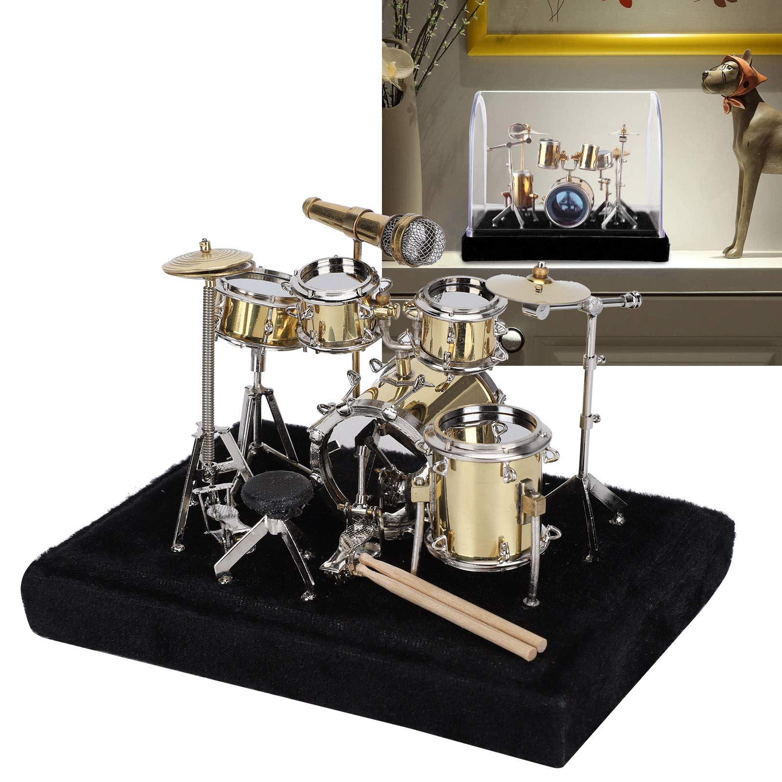 BORDSTRACT Mini Drum Set Model, Musical Instrument Display Kit for Home Decor & Gifts, Miniature Ornaments Craft, for Holidays, Graduation