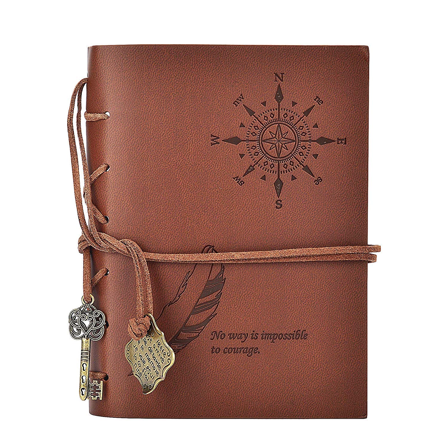 FungLam PU Leather Journal Notebook, Vintage Refillable Journey Diary, Blank Pages Refillable Vintage Sketchbook Travel Notebook Diary(140 * 106 mm)