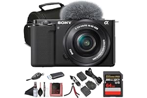 Sony ZV-E10 Mirrorless Camera Black with 16-50mm Power Zoom Lens (ILCZV-E10L) – 24.2 MP APS-C Sensor, 4K Video, Vari-Angle Screen w/ 64GB Memory Card, Bag, Card Reader and More
