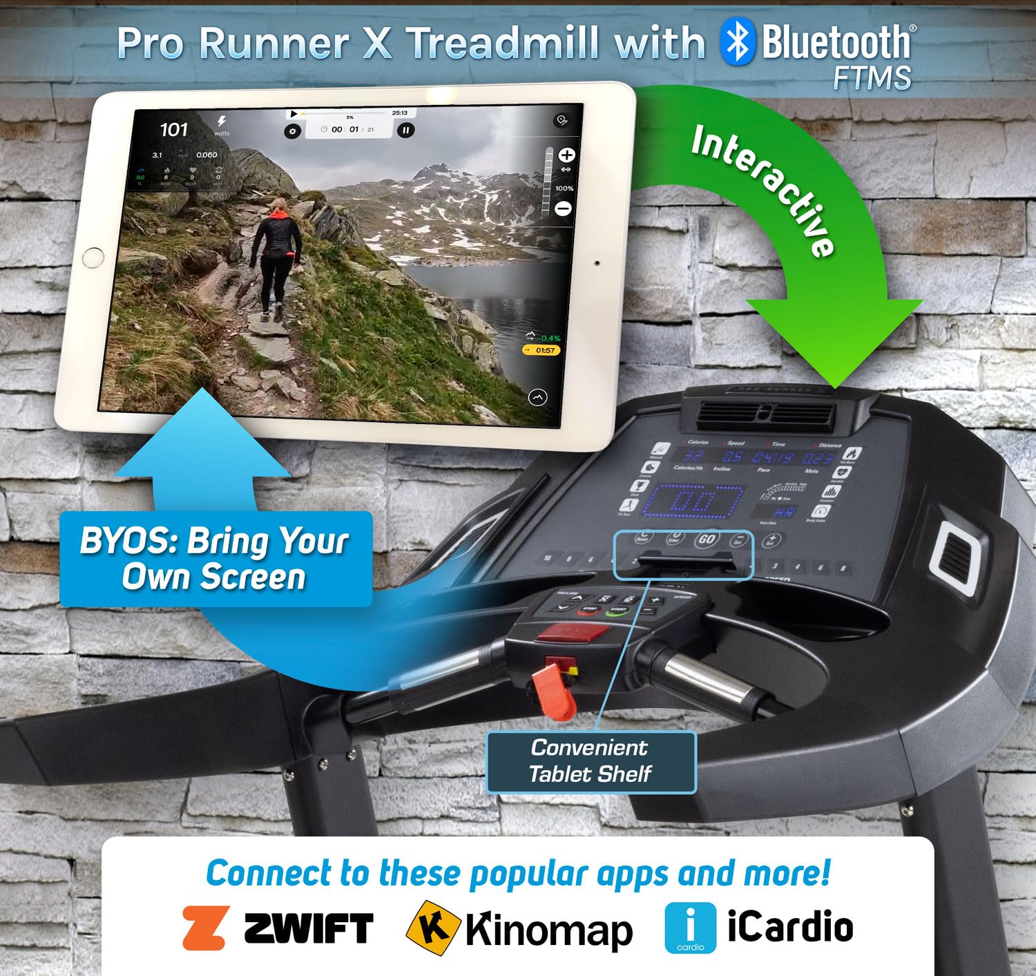 3G Cardio Pro Runner X Treadmill - Heavy Duty Home Construction - FreeSync FTMS Bluetooth Connectivity - Low 6.5