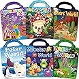 Kalysky 6Set Reusable Sticker Books for Kids 1-3 2-4 Years Old, 3D Puffy Stickers Books for Toddlers,Monster+Insects+Forest+Desert+Polar+Amusement Park