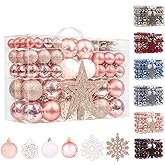 95Pcs Christmas Ball Ornaments Set,Neutral Christmas Tree Decoration Gift, Seasonal Decorative Hanging Ornament Set with Hand-held Gift Package for Xmas Tree (Rose Gold)