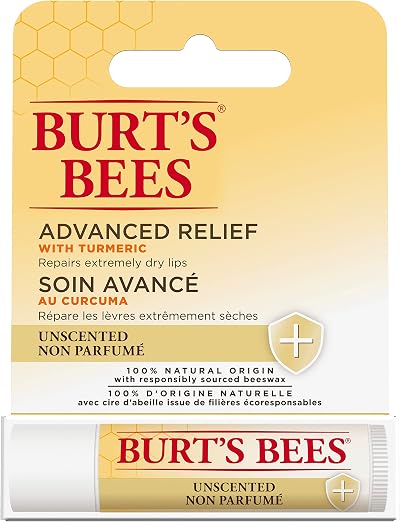 Burt's Bees 100% Natural Advanced Relief Lip Balm Beeswax Turmeric Unscented