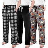 US Angels 3-Pack Boys Pajama Pants - Soft Micro Fleece OR Jersey Knit PJ Bottoms for Kids - Boys Sleepwear, Size 7-20