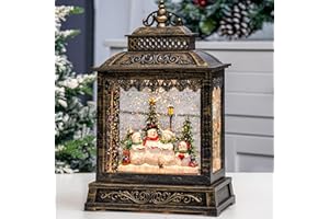 ZQQLITE Christmas Snow Globes Lantern Christmas Snow Globe with Music Snowman Poetry,6H Timer,USB Lined/Battery Operated Lighted Lantern for Christmas Festival Decoration Gifts