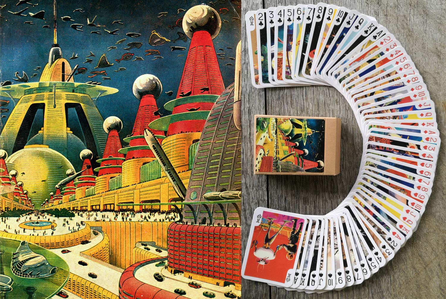 FLONZGIFT Frank Paul SCI FI Playing Cards (Poker Deck 54 Cards All Different) Vintage Sci Fi Comic Art Posters