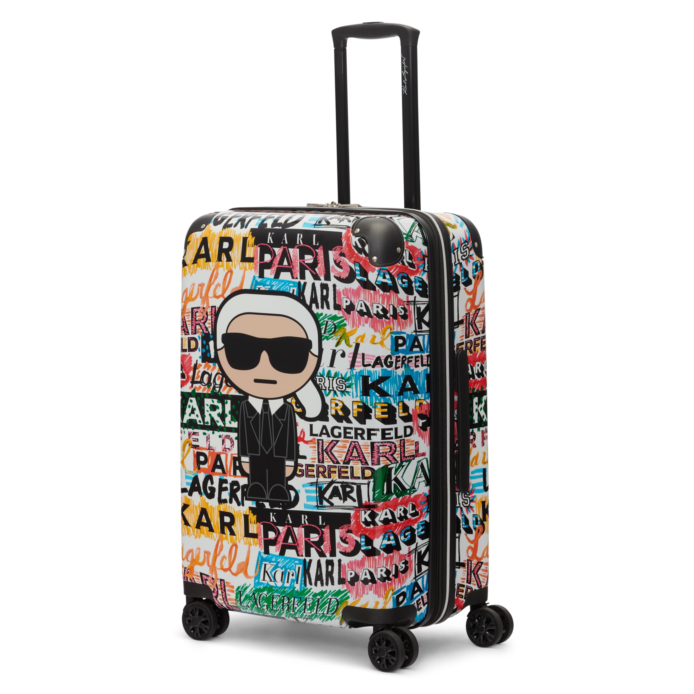 Karl Lagerfeld Paris Women's Logo Explosion Upright Hardside Suitcase, Multi, Medium