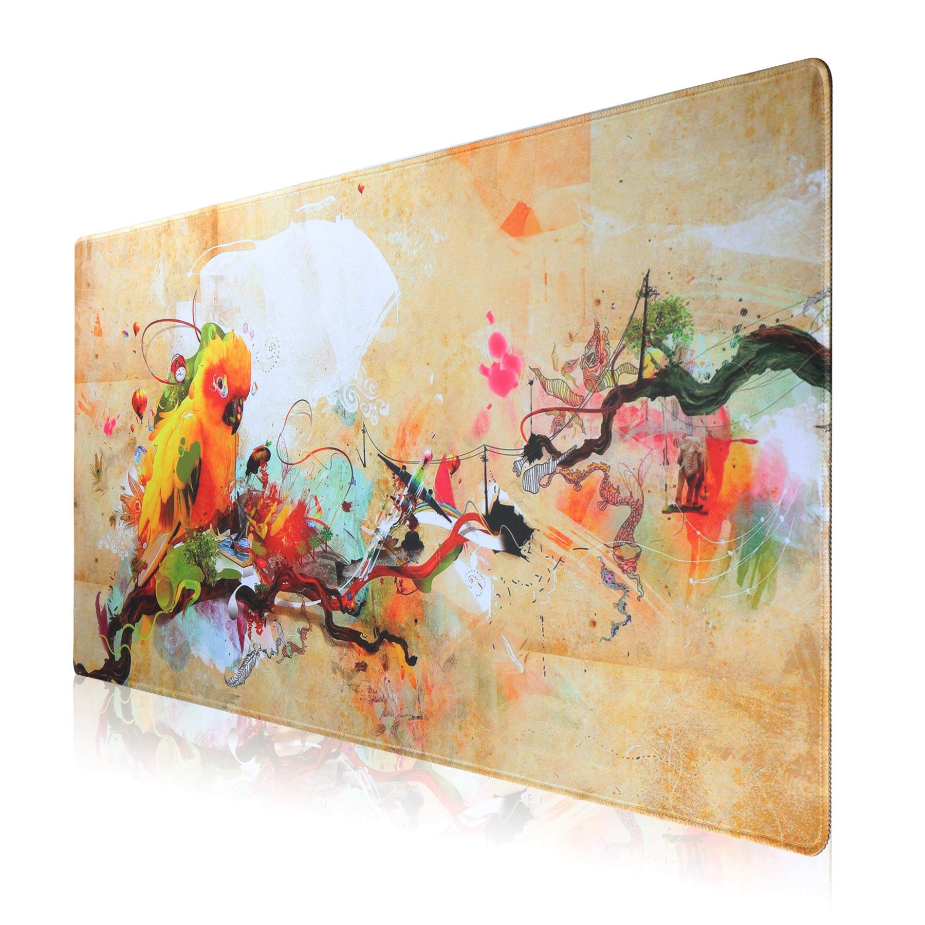 Jahosin XXL Gaming Mouse Mat, Extended 900x400mm Mouse Pad Stitched Edges 2MM Non-slip Rubber Base Large Desk Pad for Gaming/Office/Bussiness (90x40 birduk)