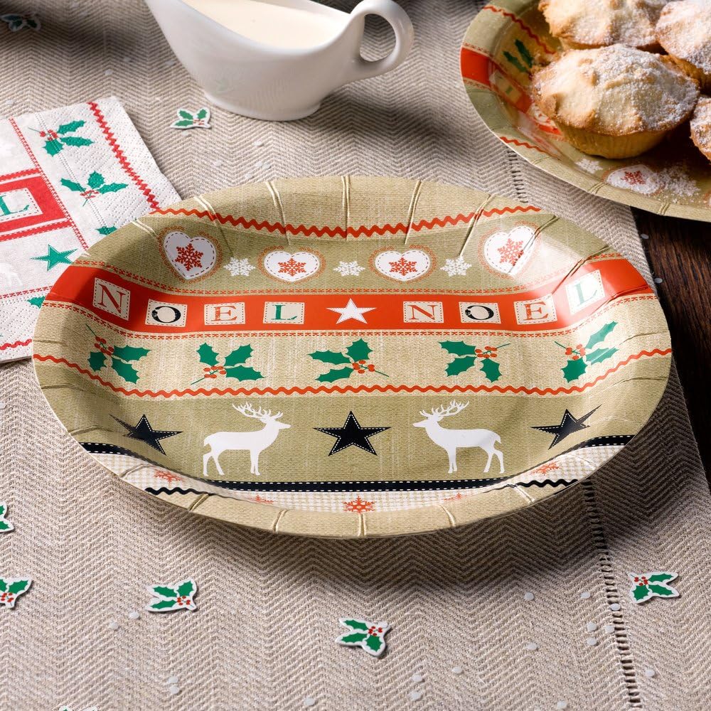Christmas Xmas Party Paper Plates-Vintage Noel Range