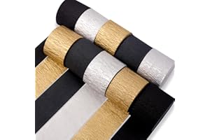 PartyWoo Black Gold Silver Crepe Paper Streamers 10 Rolls 820 ft Pack of Crepe Paper for Graduation Christmas New Year Weddin