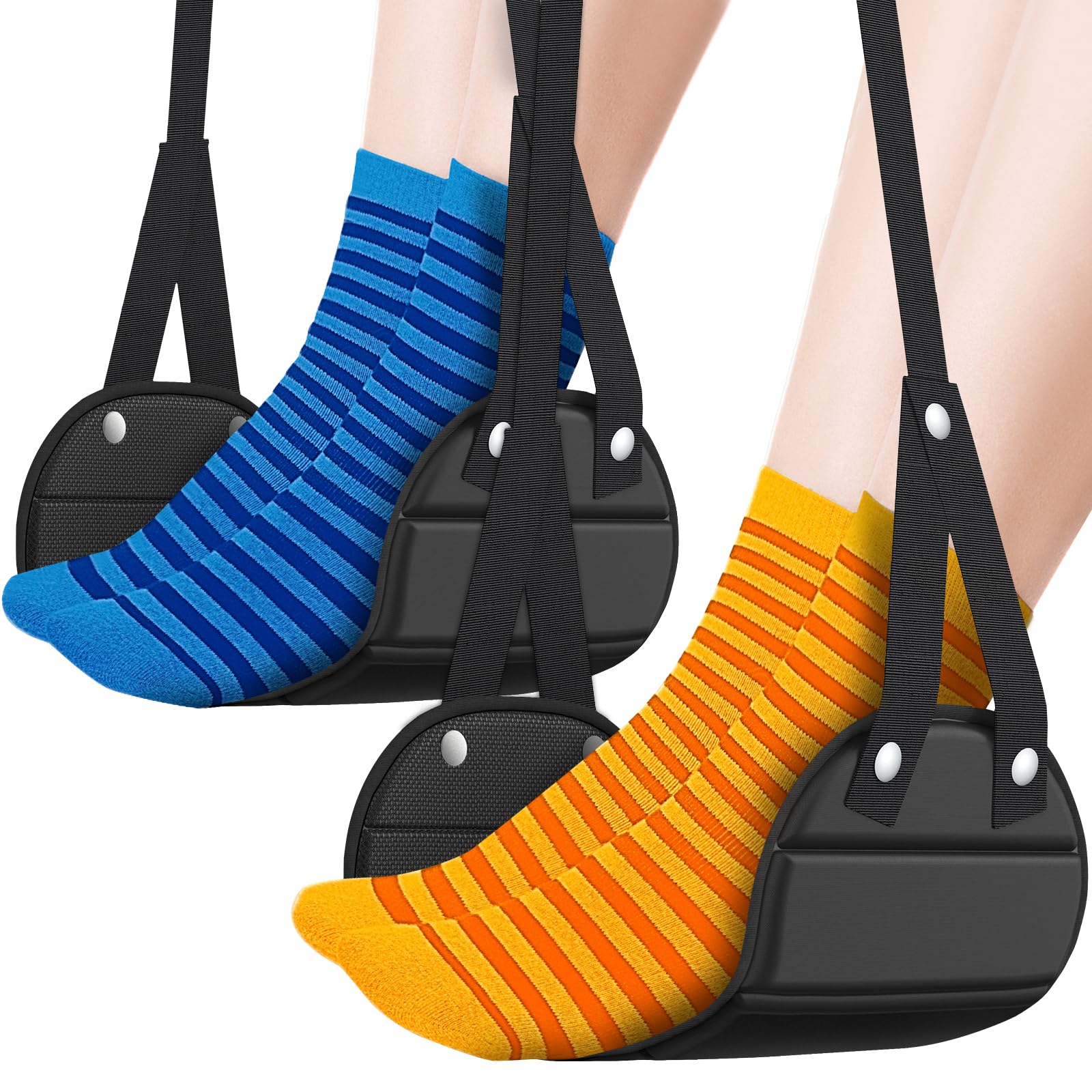 Photo 1 of SARISUN 2 Pack Airplane Foot Hammock, Portable Travel Feet Rest Leg Relief, Ergonomic Hanging Sling for Long Flight,Car, Office Home, Comfort Support Travel Essentials, Black