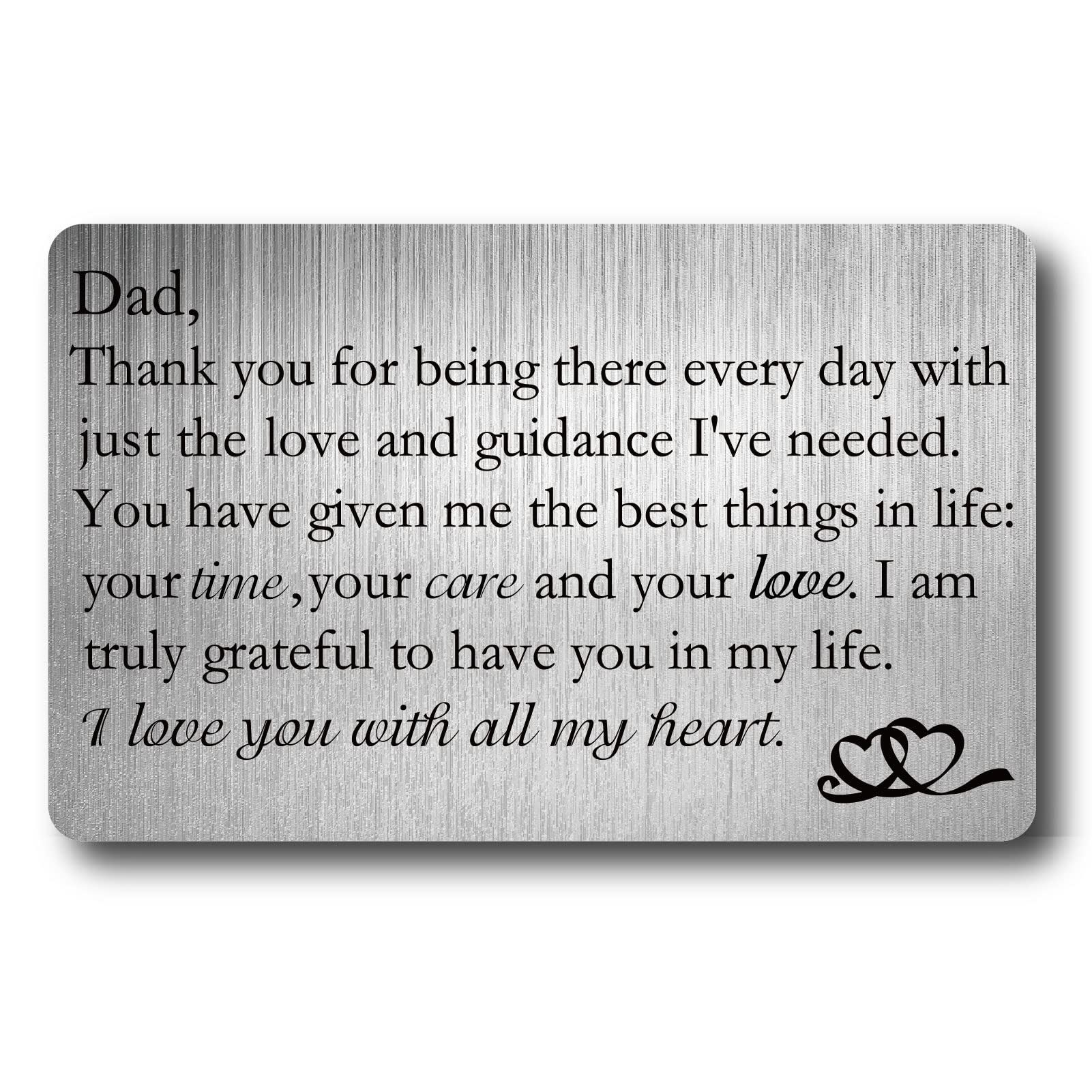 CREATCABIN Dad Wallet Card Engraved Wallet Insert Metal Wallet Card Insert Anniversary Romantic Gift For Father From Daughter Father's Day Birthday Christmas Mini Love Notes With Clear Envelopes