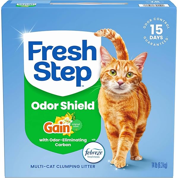 FRESH STEP CLUMPING LITTER WITH FEBREZE FRESHNESS GAIN ORIGINAL SCENT, LOW-DUST FORMULA WITH AMMONIA BLOCK TECHNOLOGY, 14 LB. BOX