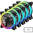 upHere 120mm RGB Series Case Fan,Quiet Edition High Airflow LED Case Fan for PC Cases-5 Pack