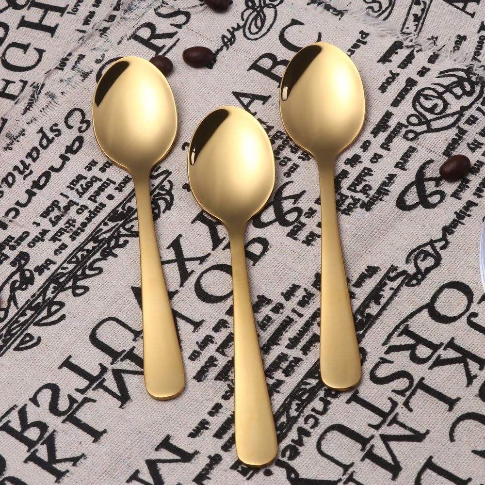 Buyer Star 12pcs Teaspoons Coffee Spoons Gold 14cm Stainless Steel 304 Mini Spoon for Sugar Dessert Cake Espresso Demitasse Ice Cream - Image 5